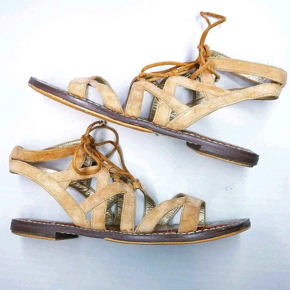 🌸 Sam Edelman | Beige Suede Lace up Sandal - Picture 3 of 11